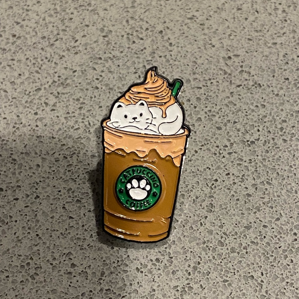 Cute Cat Coffee Enamel Pin